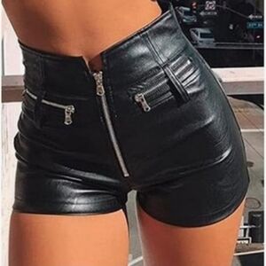 RAMISU Womens Casual Faux Leather Shorts High Waist Stretch Motorcycle Shorts
